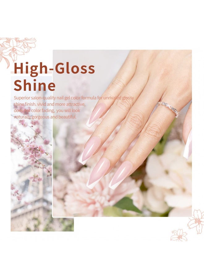 RARJSM Nude Gel Polish for French Manicure,Sheer Jelly Pink Gel Nail Polish Set of 6 Transparent Colors Clear Light Brown Pure White Neutral Nail Varnish LED UV Curing Requires 7.5ml for Home Salon