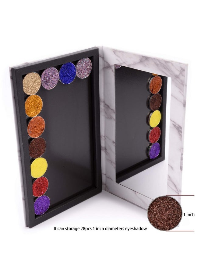 Magnetic Palette Marble Empty Makeup Palette With Mirror For Eyeshadow Lipstick Blush Powder (White)