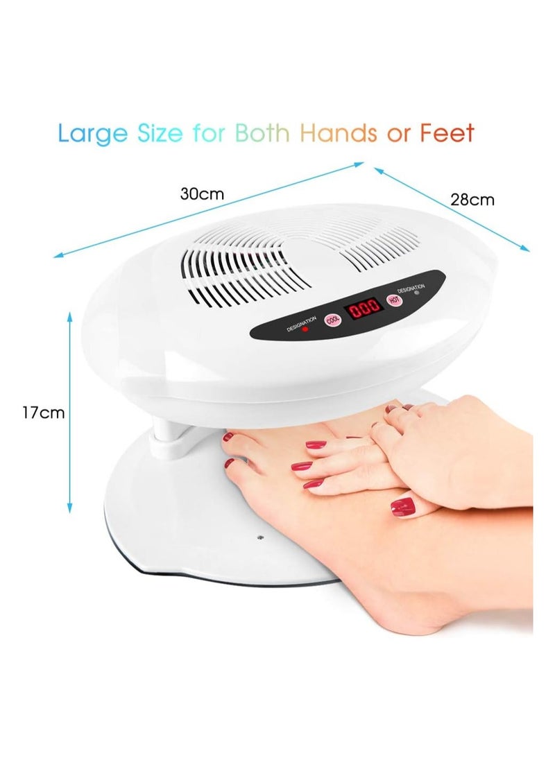 400W Double Hand Auto Sensor Nail Dryer for Regular Nail Polish, Hot and Cold Air Nail Dryer Fan, Hand and Foot Manicure Tools - White