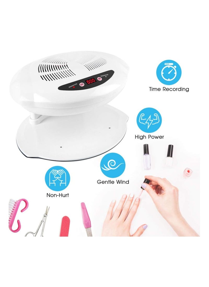 400W Double Hand Auto Sensor Nail Dryer for Regular Nail Polish, Hot and Cold Air Nail Dryer Fan, Hand and Foot Manicure Tools - White