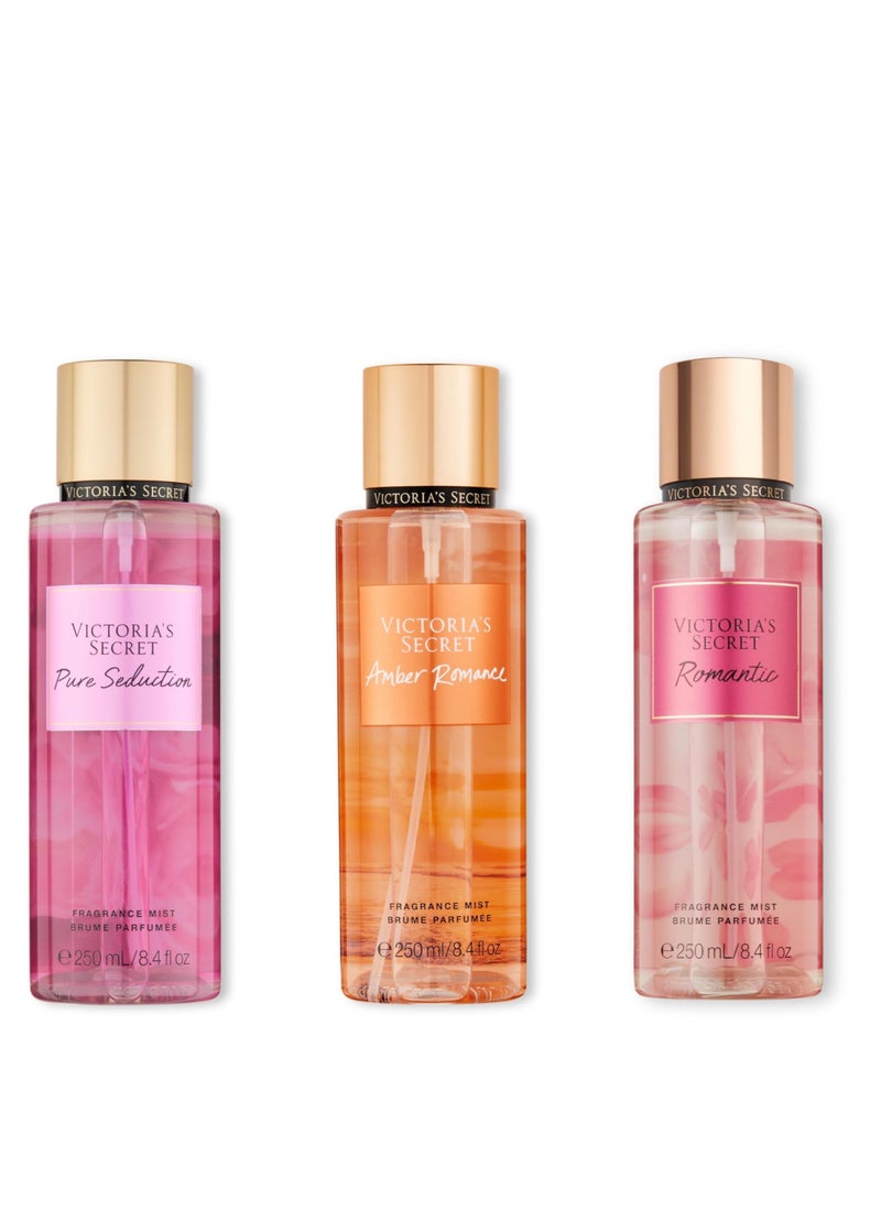 Pack of Three Victoria Secret Combo Pure Seduction, Amber Romance and Romantic 750ml