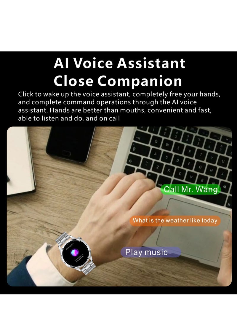 WATCH GT4 Smart Watch Black Edition - 1.65-Inch Full Touch Screen, NFC Access Card, AI Voice Assistant, Waterproof, Multiple Sports Modes, Heart Rate & Sleep Monitoring, Compass, Wireless Charging, Bluetooth Calls, Intelligent Notifications, Mini Games, Customizable Dials, Steel & Silicone Straps.