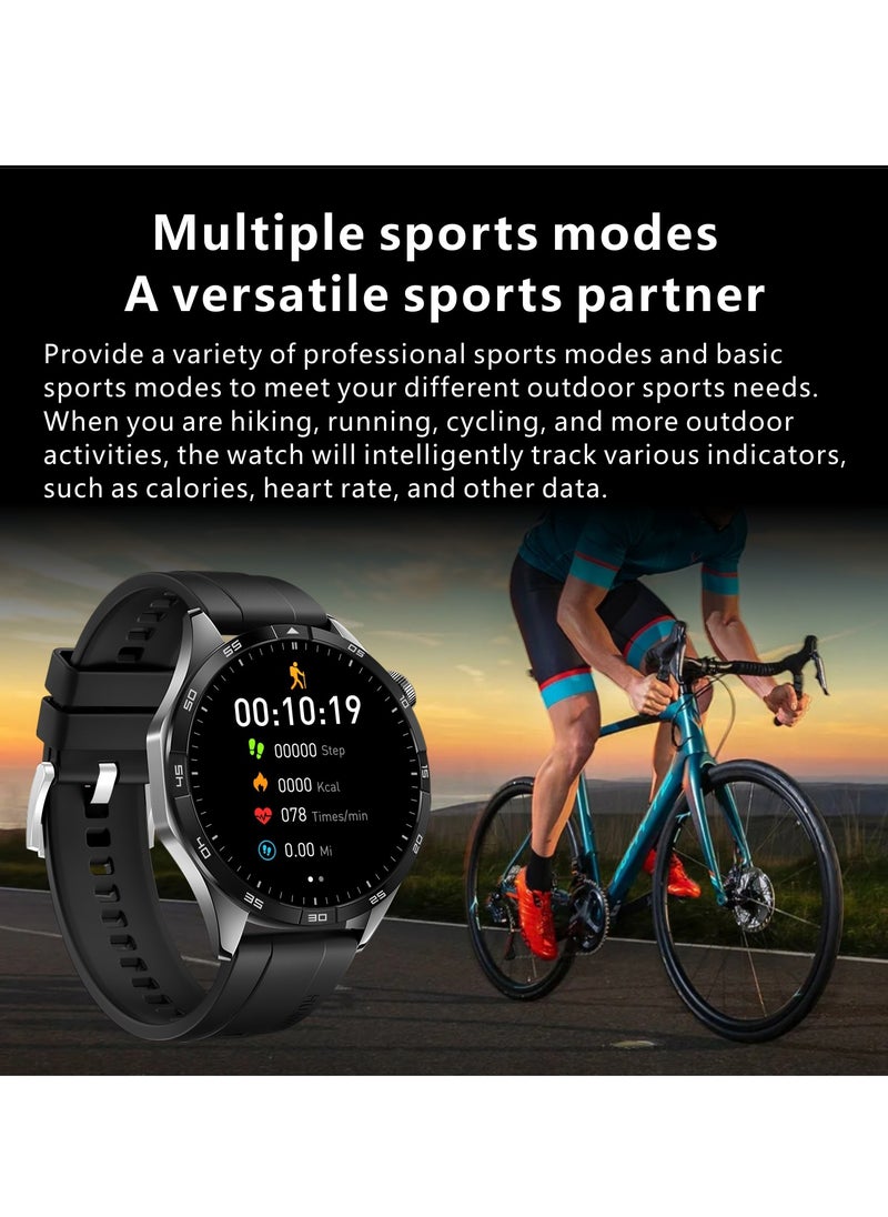 WATCH GT4 Smart Watch Black Edition - 1.65-Inch Full Touch Screen, NFC Access Card, AI Voice Assistant, Waterproof, Multiple Sports Modes, Heart Rate & Sleep Monitoring, Compass, Wireless Charging, Bluetooth Calls, Intelligent Notifications, Mini Games, Customizable Dials, Steel & Silicone Straps.