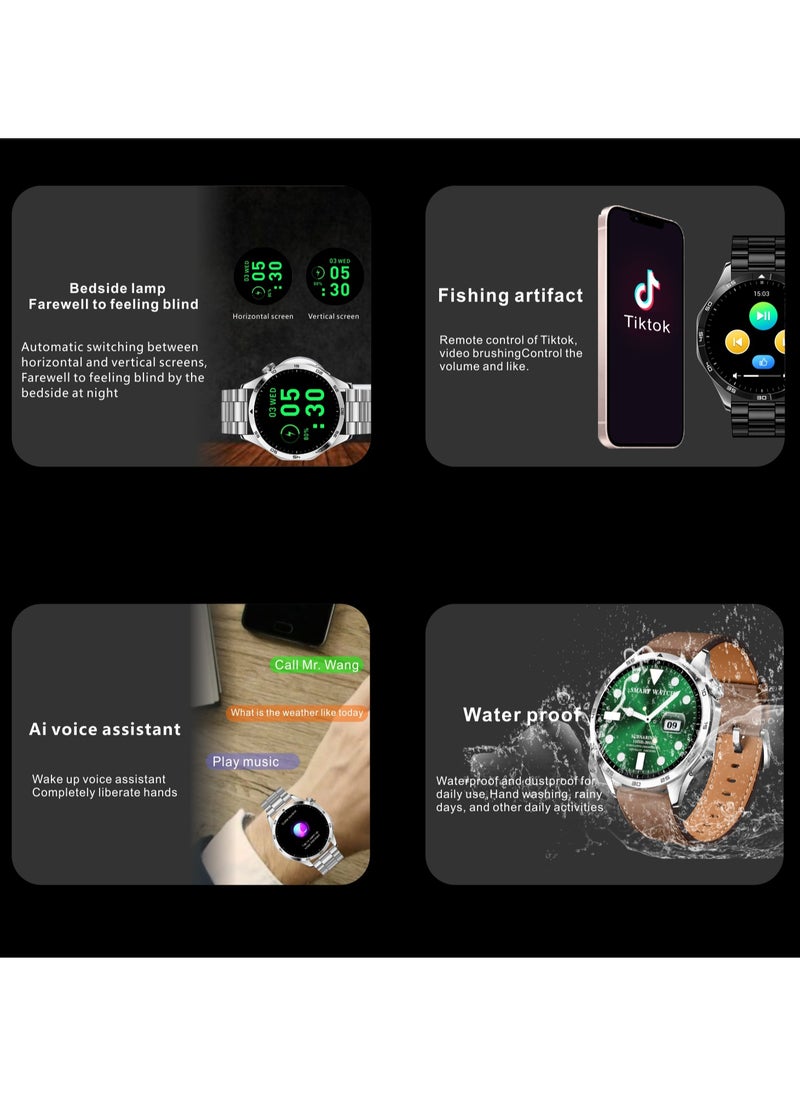 WATCH GT4 Smart Watch Black Edition - 1.65-Inch Full Touch Screen, NFC Access Card, AI Voice Assistant, Waterproof, Multiple Sports Modes, Heart Rate & Sleep Monitoring, Compass, Wireless Charging, Bluetooth Calls, Intelligent Notifications, Mini Games, Customizable Dials, Steel & Silicone Straps.