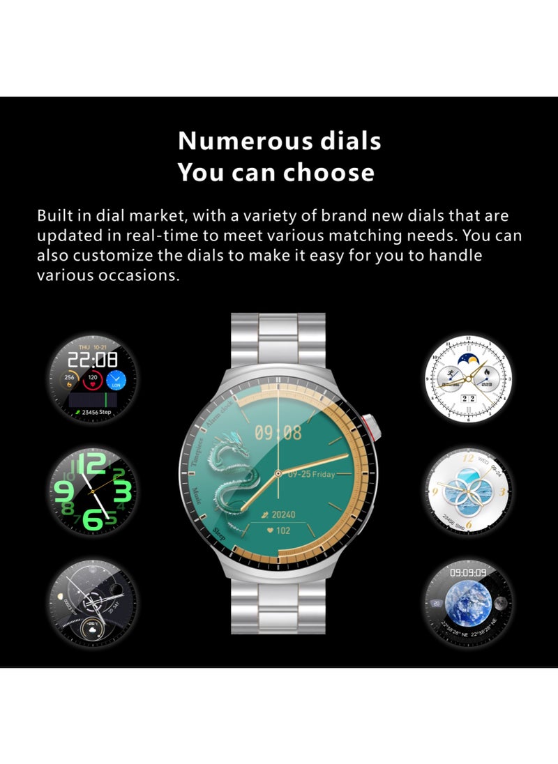 Watch 4 Max Smartwatch - AMOLED 1.9'' Full Curved HD Screen, 500mAh Battery, Black Edition & Formal Edition, 3 Straps, Voice Assistant, NFC, Bluetooth Calling, Health Monitoring, Sleep Tracking, Waterproof, GPS Navigation, Wireless Charging