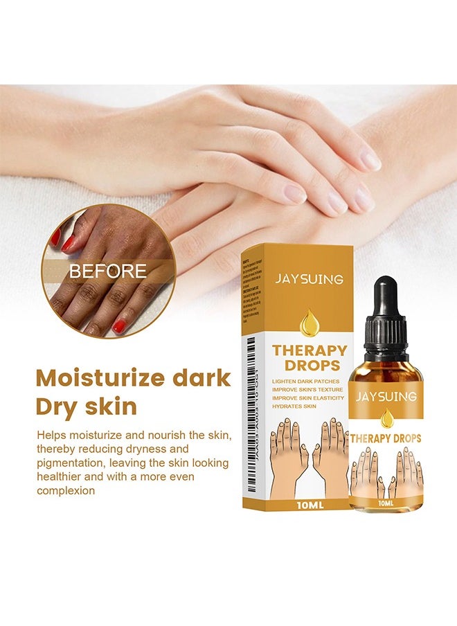 Therapy Drops Whitening Hand Knuckle Glow Serum 10ml, Restoring Hand Treatment, Moisturizing, Exfoliates and Reduces Unbalanced Pigmentation, for Removing Dark Knuckle Elbow, Brighter, Firmer Skin