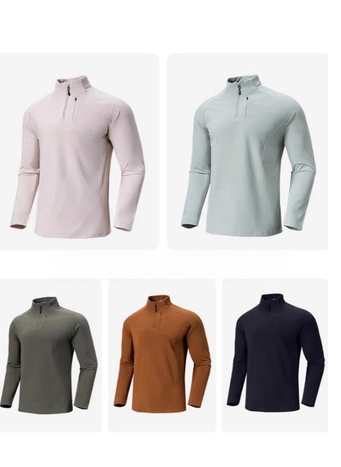 Men's Half Zipper Comfortable Long Sleeve Bottom Shirt Interior