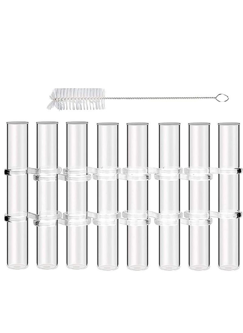 Test Tube Vase Crystal Glass Flower Pots Plant Cultivation Can be Placed in Living Rooms Desktop Terrarium DIY 8 Hydroponic Plants Home Garden Decoration with Brush 15x2.2CM