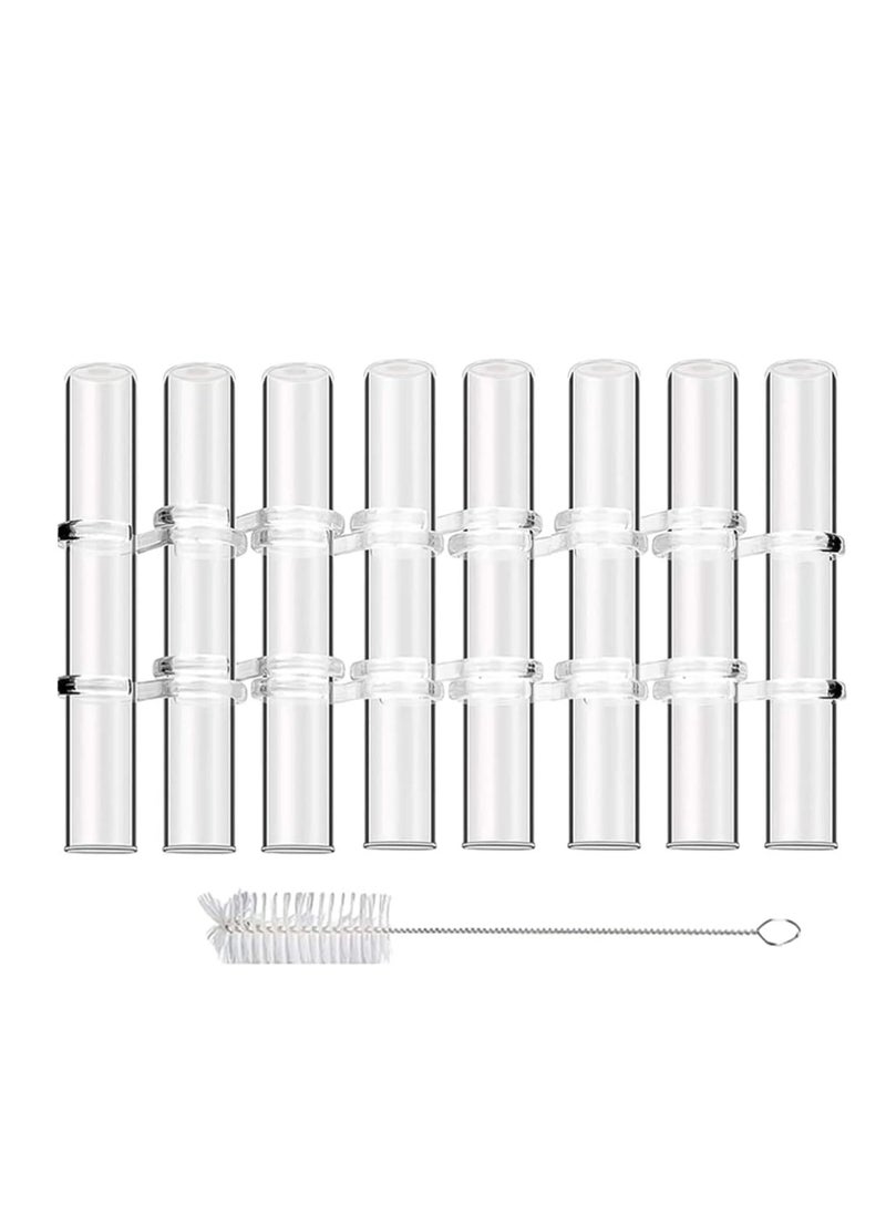 Test Tube Vase Crystal Glass Flower Pots Plant Cultivation Can be Placed in Living Rooms Desktop Terrarium DIY 8 Hydroponic Plants Home Garden Decoration with Brush 15x2.2CM