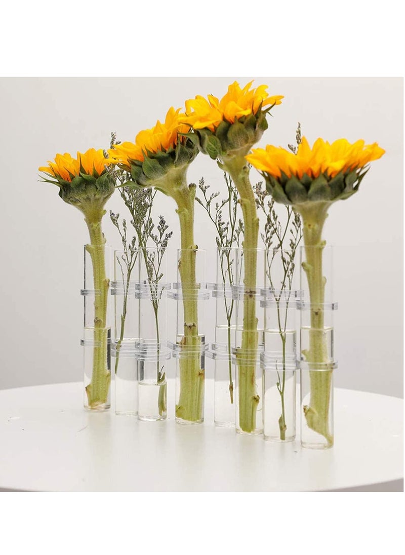 Test Tube Vase Crystal Glass Flower Pots Plant Cultivation Can be Placed in Living Rooms Desktop Terrarium DIY 8 Hydroponic Plants Home Garden Decoration with Brush 15x2.2CM