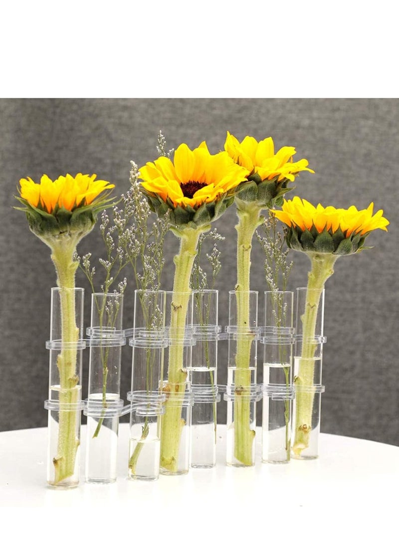 Test Tube Vase Crystal Glass Flower Pots Plant Cultivation Can be Placed in Living Rooms Desktop Terrarium DIY 8 Hydroponic Plants Home Garden Decoration with Brush 15x2.2CM
