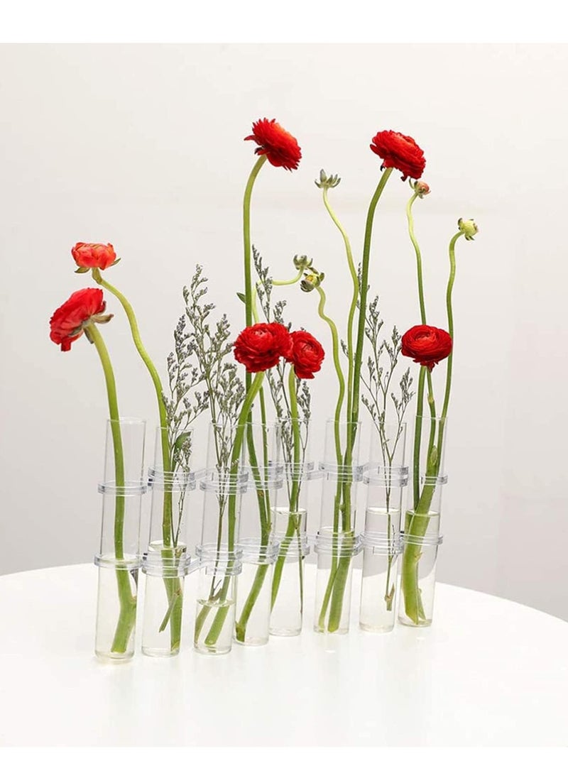 Test Tube Vase Crystal Glass Flower Pots Plant Cultivation Can be Placed in Living Rooms Desktop Terrarium DIY 8 Hydroponic Plants Home Garden Decoration with Brush 15x2.2CM