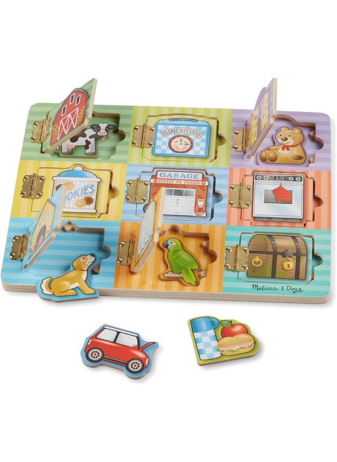Melissa & Doug Hide and Seek Wooden Activity Board With Wooden Magnets