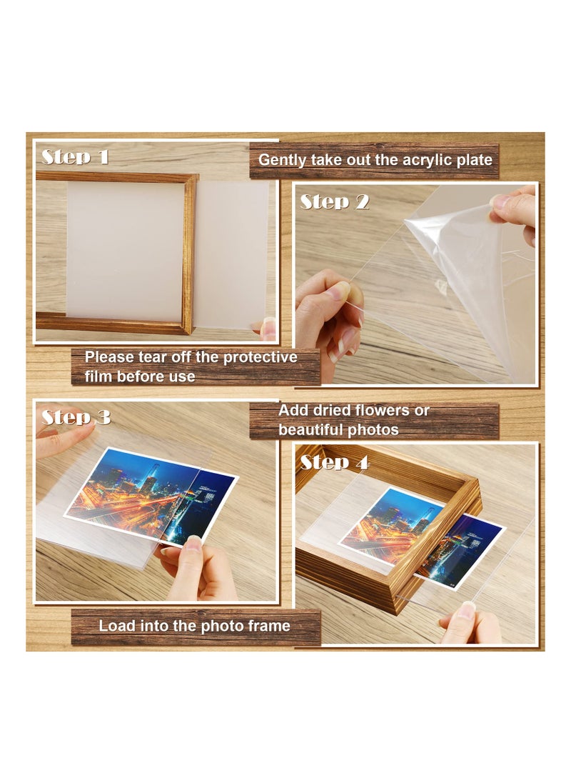 2 Pcs Rustic Floating Frames, Pressed Flower Display Frames Double-sided Acrylic Frames Wooden Plant Specimen Frames Double-sided Photo Display Herbarium Specimen Frames for Desktop