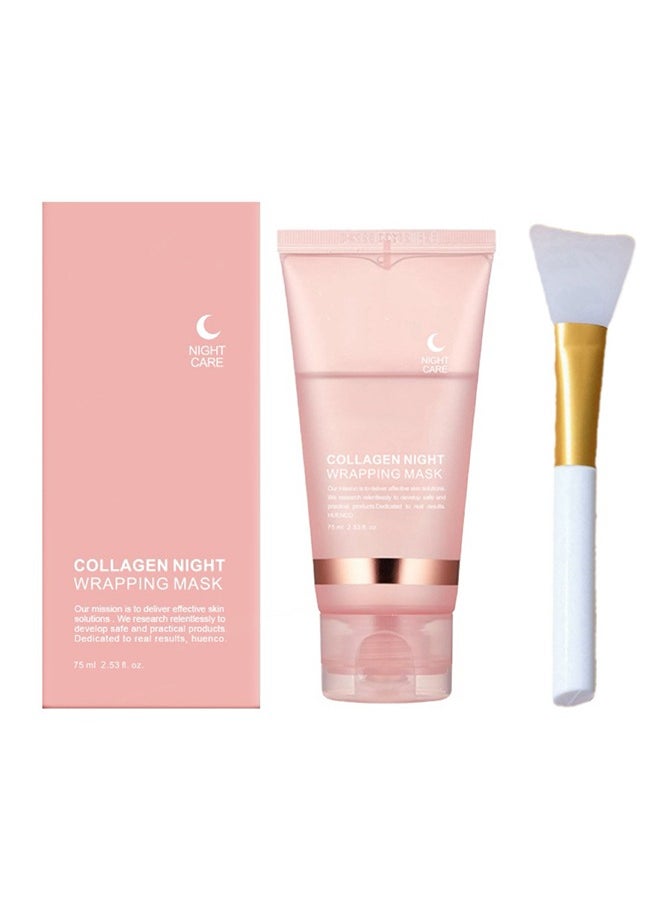 Collagen Night Wrapping Peel Off Facial Mask - Overnight Sleeping Mask For Elasticity & Hydration Care, Reduces Sagging & Dullness - Collagen Extract For Radiant Skin