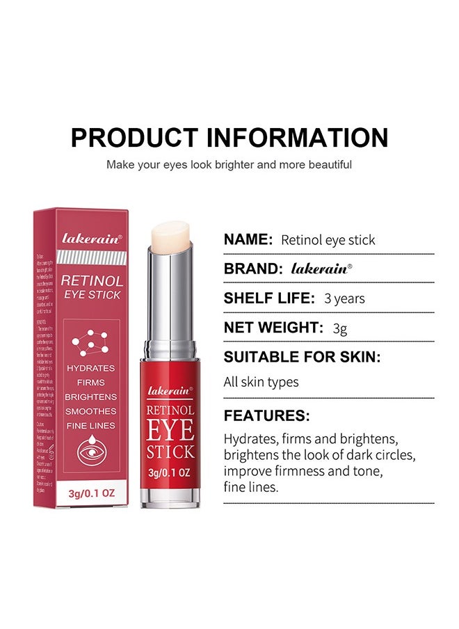 Retinol Eye Stick-Retinol Eye Cream for Dark Circles and Puffiness, Anti-wrinkle Eye Cream Stick, Dark Circle Fine Lines Treatment, Under Eye Serum Balm Skin Care, 3g/0.1oz