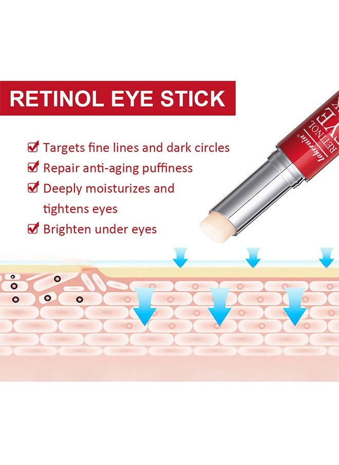 Retinol Eye Stick-Retinol Eye Cream for Dark Circles and Puffiness, Anti-wrinkle Eye Cream Stick, Dark Circle Fine Lines Treatment, Under Eye Serum Balm Skin Care, 3g/0.1oz