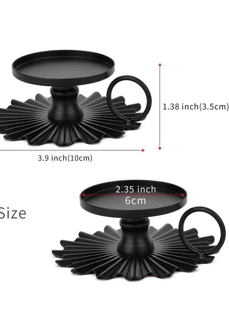 Candle Holders Small Portable Fan Candle Holders for Pillar Candle Table Tapers Vintage Metal Candle Trays Aromatherapy Iron Ornaments Suitable for Weddings Churches Festivals Etc. (black 2 Pce)