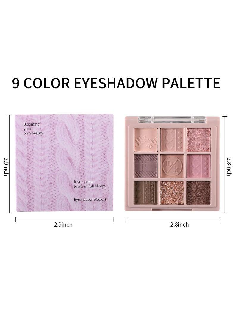 Eyeshadow Palette, Matte Shimmer Glitter Eye Shadow Makeup Palette, Highly Pigmented Long Lasting Waterproof, Natural Neutral Nude Eyeshadow Makeup Pallet, Pink Purple Rose