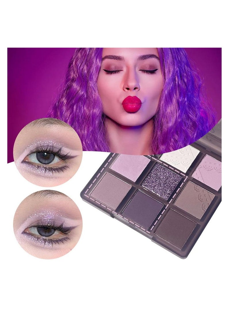 9 Color Purple Eyeshadow Palette, Natural Neutral Highly Pigmented Smokey Eye Eyeshadow palettes, Long Lasting Waterproof Blendable Hypoallergenic Travel Size Eye Makeup Palette