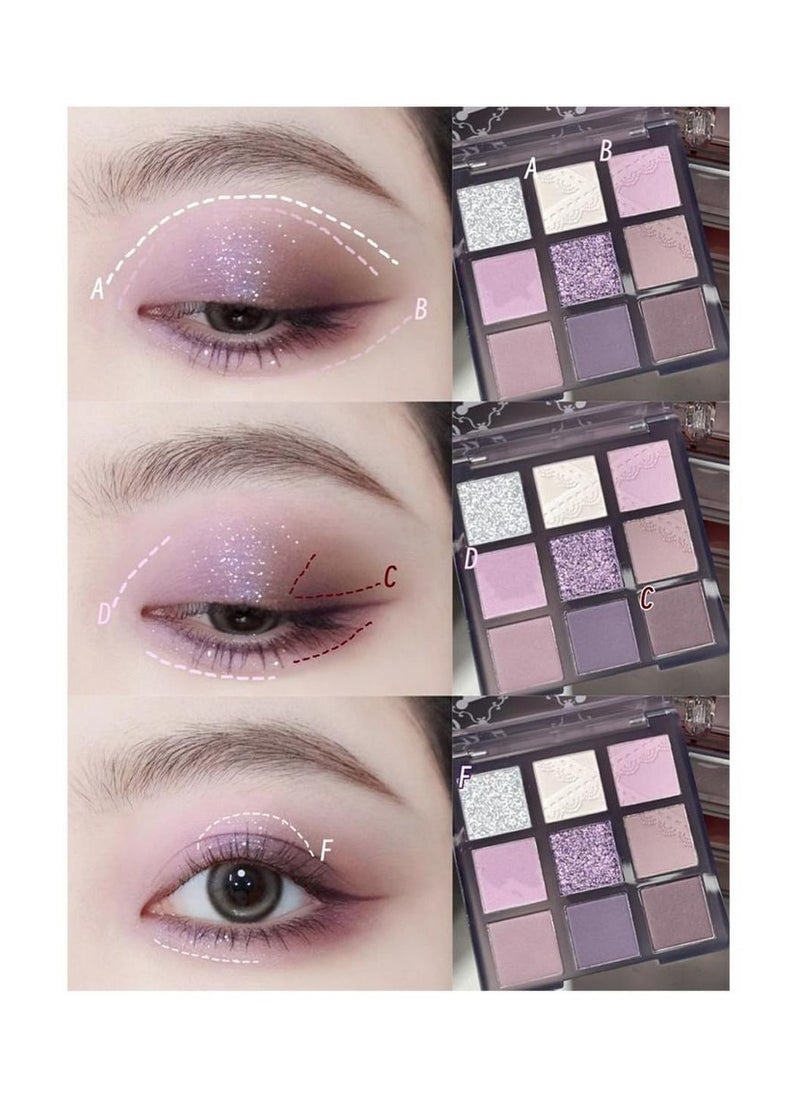 9 Color Purple Eyeshadow Palette, Natural Neutral Highly Pigmented Smokey Eye Eyeshadow palettes, Long Lasting Waterproof Blendable Hypoallergenic Travel Size Eye Makeup Palette