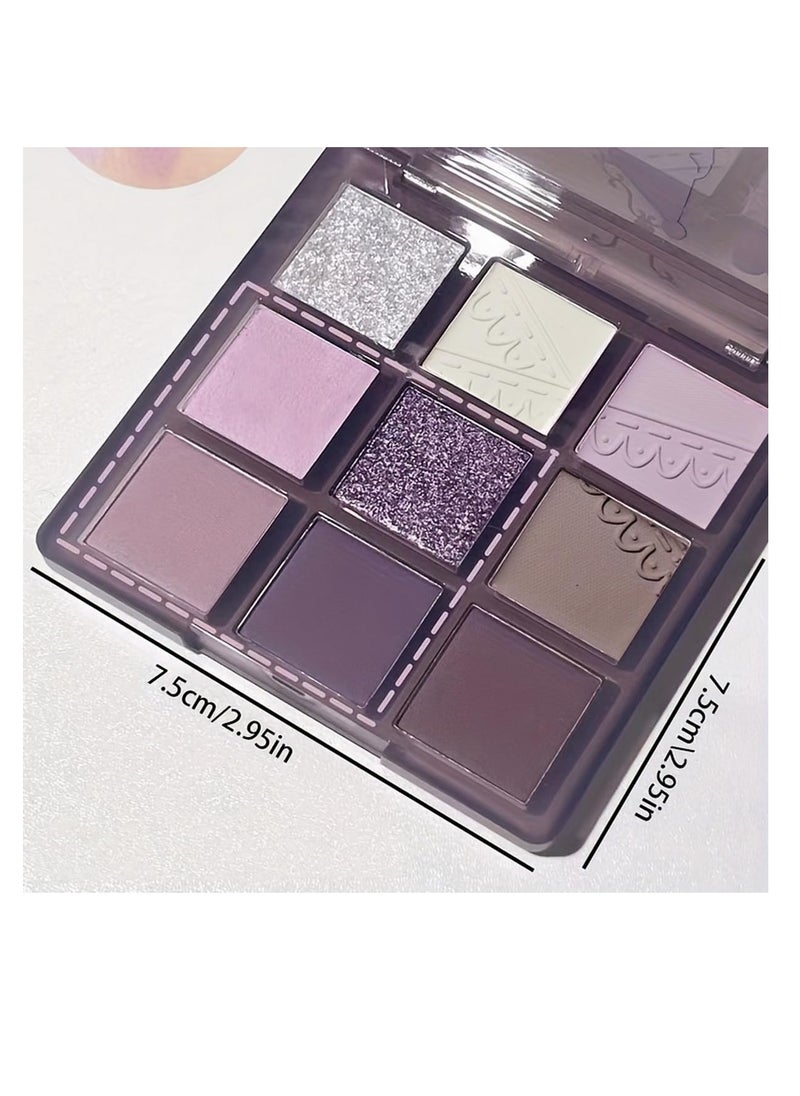 9 Color Purple Eyeshadow Palette, Natural Neutral Highly Pigmented Smokey Eye Eyeshadow palettes, Long Lasting Waterproof Blendable Hypoallergenic Travel Size Eye Makeup Palette