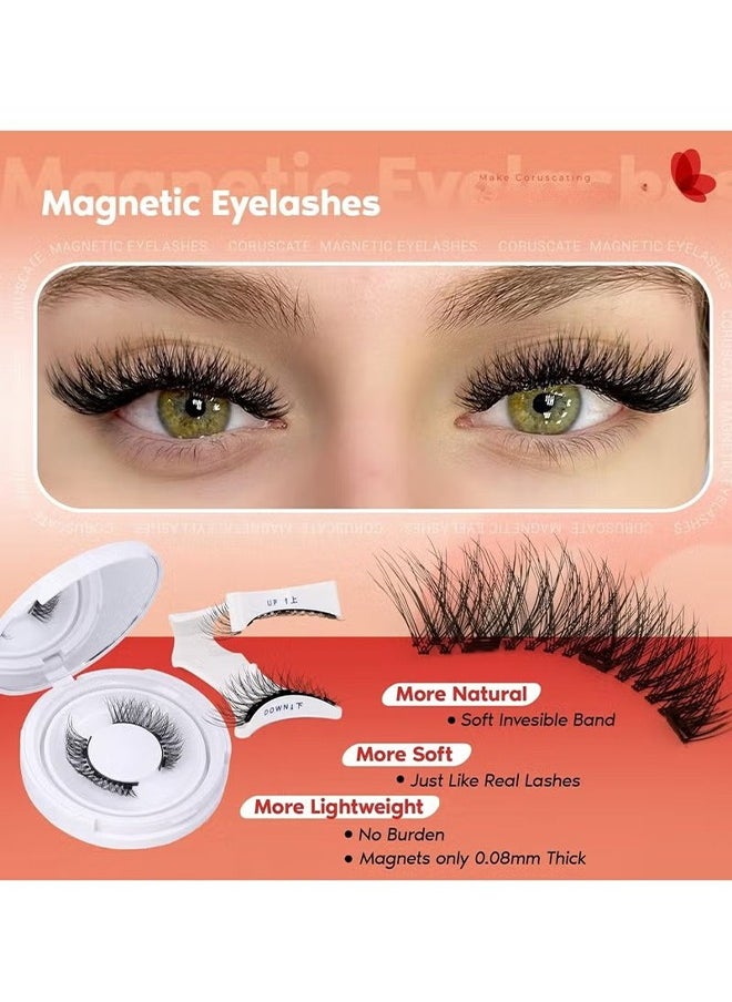 Magnetic Eyelashes Cat Eye Lashes False Eyelashes Magnetic Lashes Natural Look with Applicator Reusable No Glue or Liner Needed Soft Magnetic Fake Eyelashes