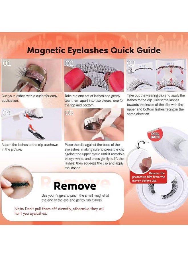 Magnetic Eyelashes Cat Eye Lashes False Eyelashes Magnetic Lashes Natural Look with Applicator Reusable No Glue or Liner Needed Soft Magnetic Fake Eyelashes