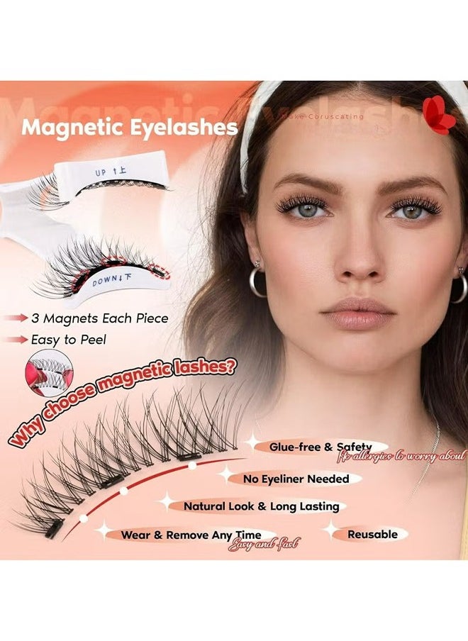 Magnetic Eyelashes Cat Eye Lashes False Eyelashes Magnetic Lashes Natural Look with Applicator Reusable No Glue or Liner Needed Soft Magnetic Fake Eyelashes