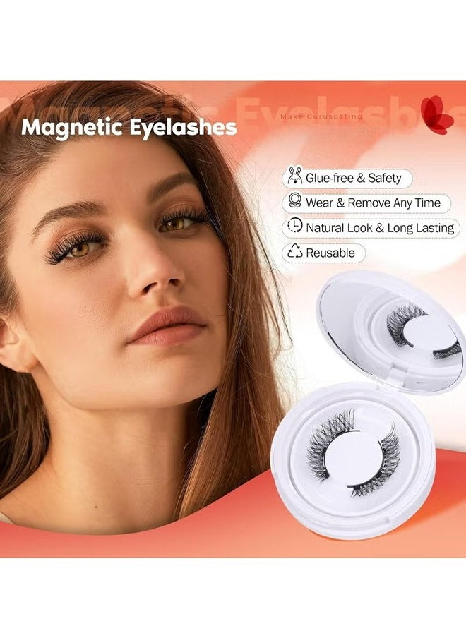 Magnetic Eyelashes Cat Eye Lashes False Eyelashes Magnetic Lashes Natural Look with Applicator Reusable No Glue or Liner Needed Soft Magnetic Fake Eyelashes