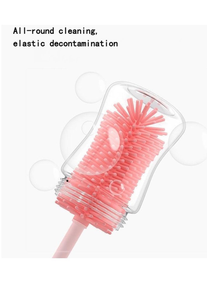 1 Set 3 Pcs Bottle Cleaning Brush Pacifier Bottle Brush Long Handle Kitchen Cleaner Water Bottle Cleaner Brush Bottle Scrubbing Brush Milk Bottle Brush Pink