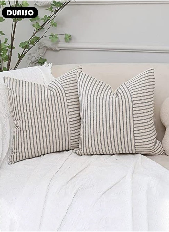 Decorative Throw Pillow Covers 45x45cm Set of 2 ,Cushion Covers Square Modern Stripe Pillowcases , Decorative Pillow Covers for Couch,Car,Bedroom,Living Room