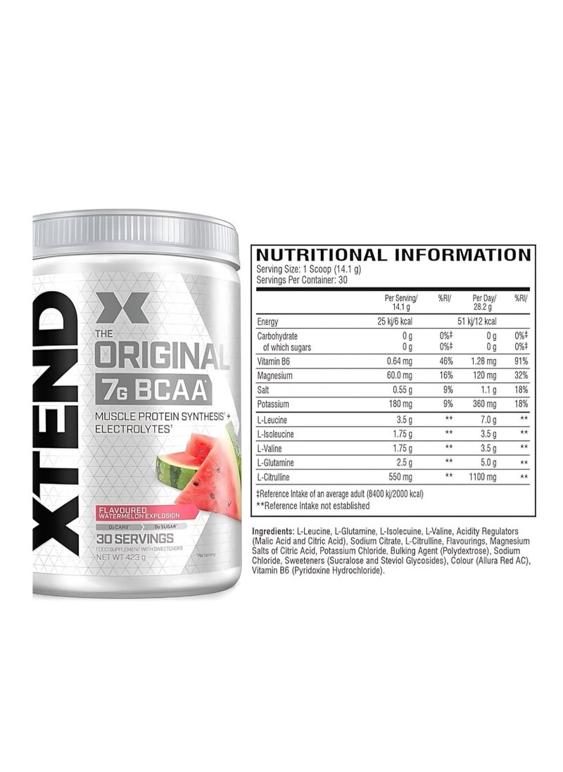 XTEND Original 7G BCAA | Muscle Recovery + Electrolytes | Watermelon Explosion