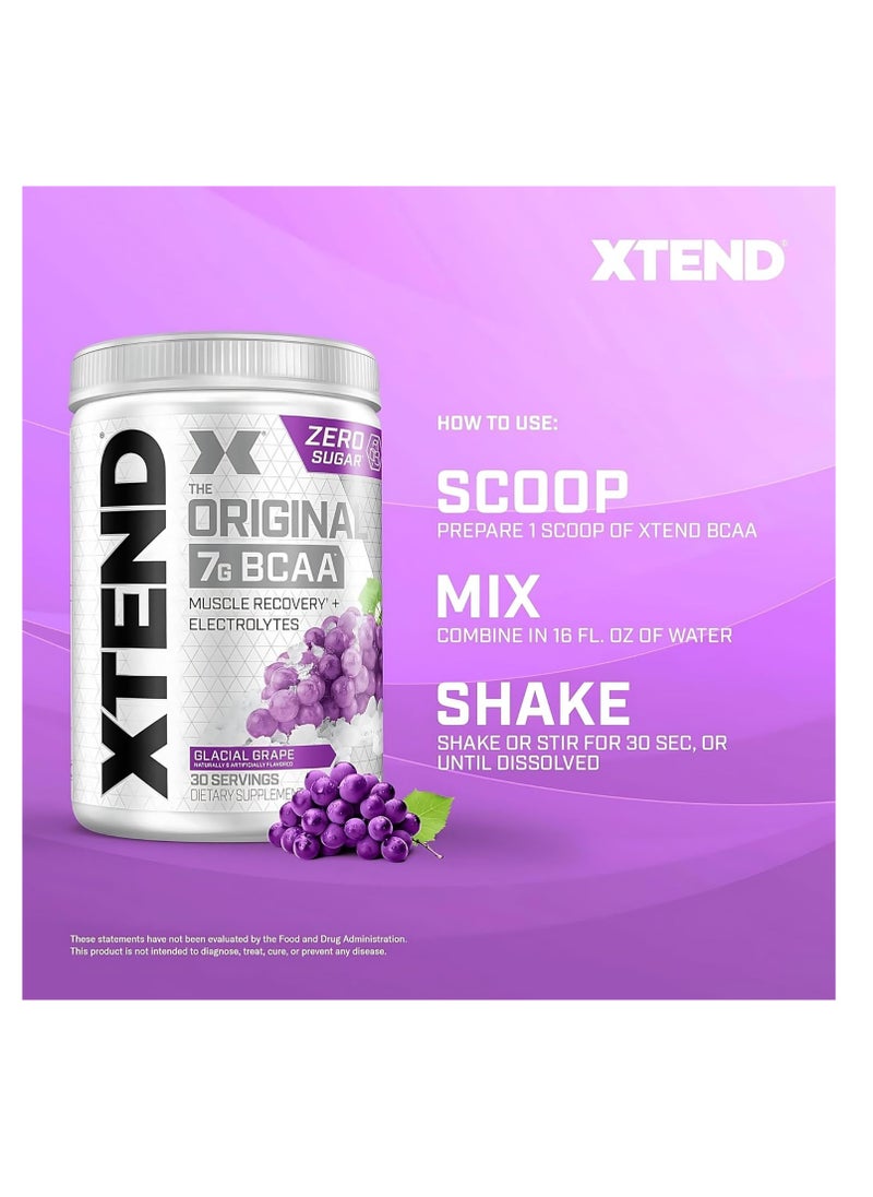 XTEND Original BCAA Glacial Grape – 7g BCAA for Muscle Recovery & Hydration (30 Servings, Zero Sugar)