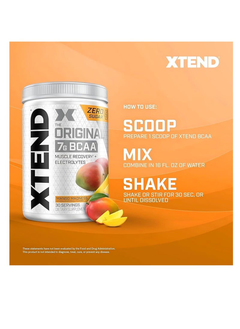 XTEND Original BCAA Mango Madness – 7g BCAA for Muscle Recovery & Electrolytes (30 Servings, Zero Sugar)