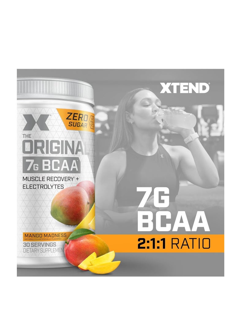 XTEND Original BCAA Mango Madness – 7g BCAA for Muscle Recovery & Electrolytes (30 Servings, Zero Sugar)