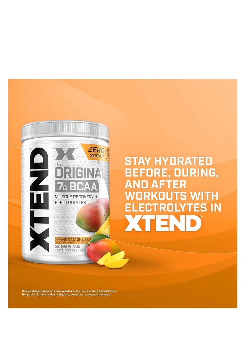 XTEND Original BCAA Mango Madness – 7g BCAA for Muscle Recovery & Electrolytes (30 Servings, Zero Sugar)