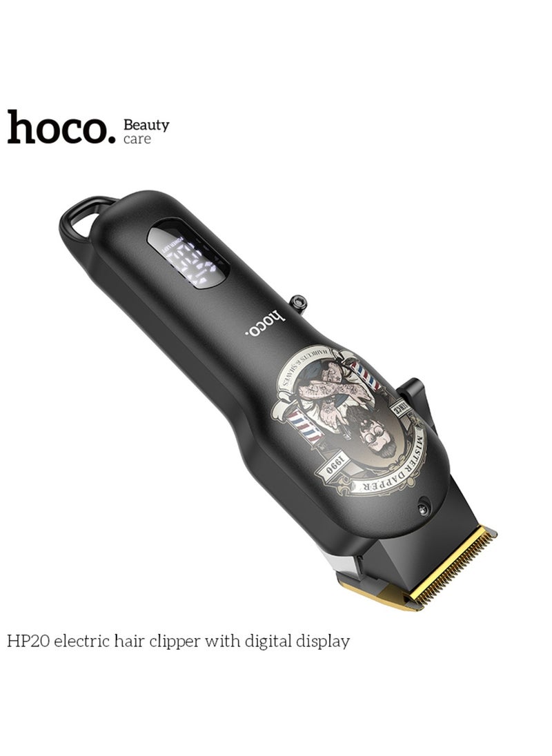 HOCO HP20 Professional Digital Hair Clipper Cordless Hair Care Rechargeable Hair Trimmer with 4 Guide Combs, LED Display, 4 Hours Hours Working Time and Steel Blade