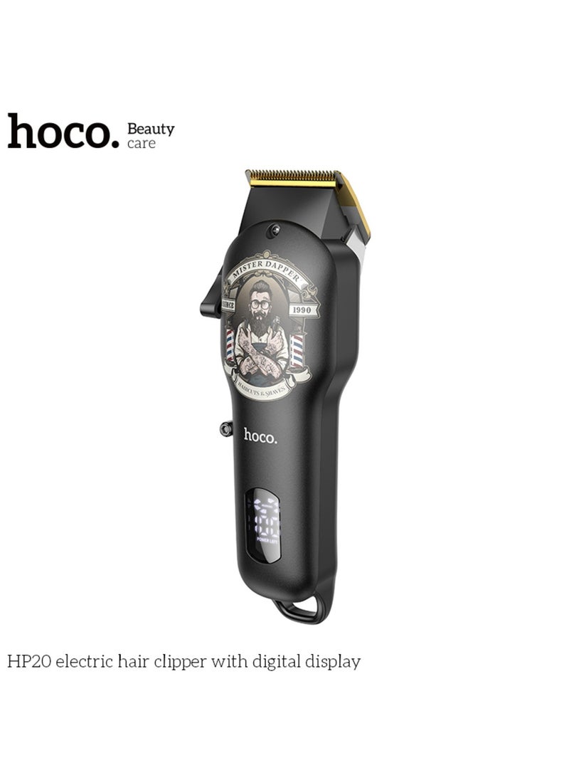 HOCO HP20 Professional Digital Hair Clipper Cordless Hair Care Rechargeable Hair Trimmer with 4 Guide Combs, LED Display, 4 Hours Hours Working Time and Steel Blade