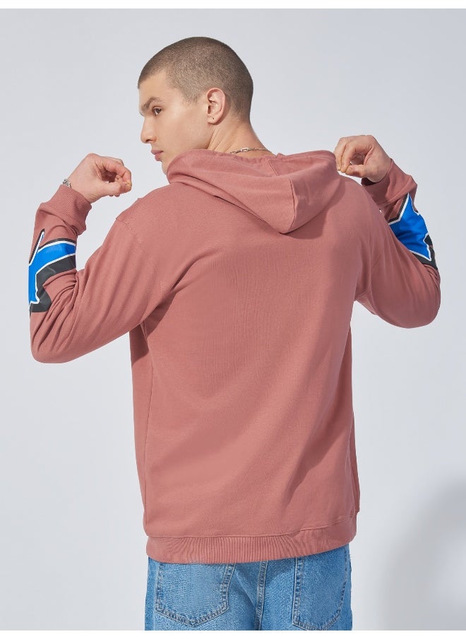 Mens Printed Hooded Neck Full Zip Full Sleeve White Onion Fleece Sweatshirt