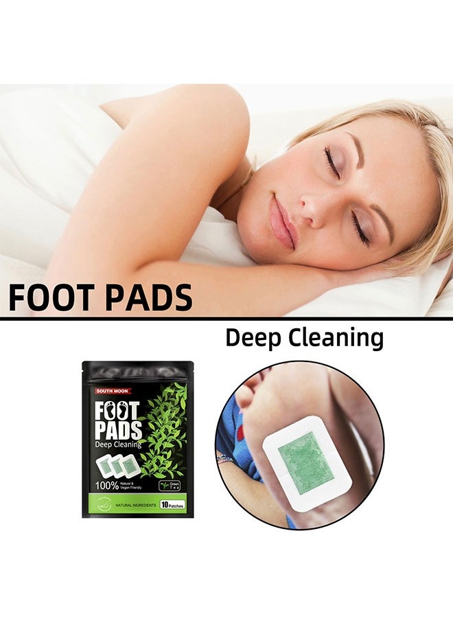 Botanical Foot Patches, Help Sleep Relief, Relieve Stress, Dissipate Dampness, Body and Foot Massage Care Patches, Deep Cleansing 100% Natural Organic Green Tea, 10 Patches