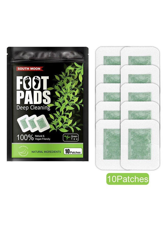 Botanical Foot Patches, Help Sleep Relief, Relieve Stress, Dissipate Dampness, Body and Foot Massage Care Patches, Deep Cleansing 100% Natural Organic Green Tea, 10 Patches