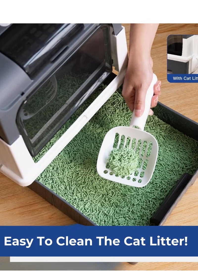 Cat Litter Box Large with Easy Entry & Exit, Spacious and Easy to Clean Cat Box for All Cat Sizes, Long-Lasting Large Cat litter Box with Lid, 2 Trash Bags & 1 Cat Litter Scoop Included