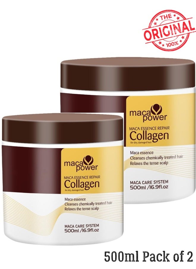 Karseell Collagen Hair Treatment Deep Repair Conditioning Argan Oil Collagen Hair Mask Essence For Dry Damaged Hair All Hair Types 16.90 Oz 500ml  Maca power, Maca Essence repair Collagen For dry damaged hair 2pcs