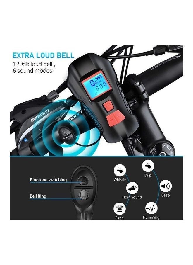 Bicycle Light Set With Horn And Speedometer USB Rechargeable LED Bike Headlight 105*41mm-LED Multi-Functional Waterproof Bicycle Light Set, USB Charging, Bicycle Headlight and Rear taillight