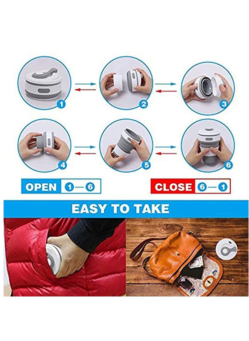 Coffee Cup, Silicone Collapsible Cup, Eco-Friendly Travel Cup, Food Grade Silicone Cup, Portable Cup, Reusable Cups, Leak Proof Folding Cup for Outdoor Camping Hiking