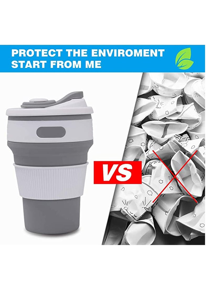 Coffee Cup, Silicone Collapsible Cup, Eco-Friendly Travel Cup, Food Grade Silicone Cup, Portable Cup, Reusable Cups, Leak Proof Folding Cup for Outdoor Camping Hiking