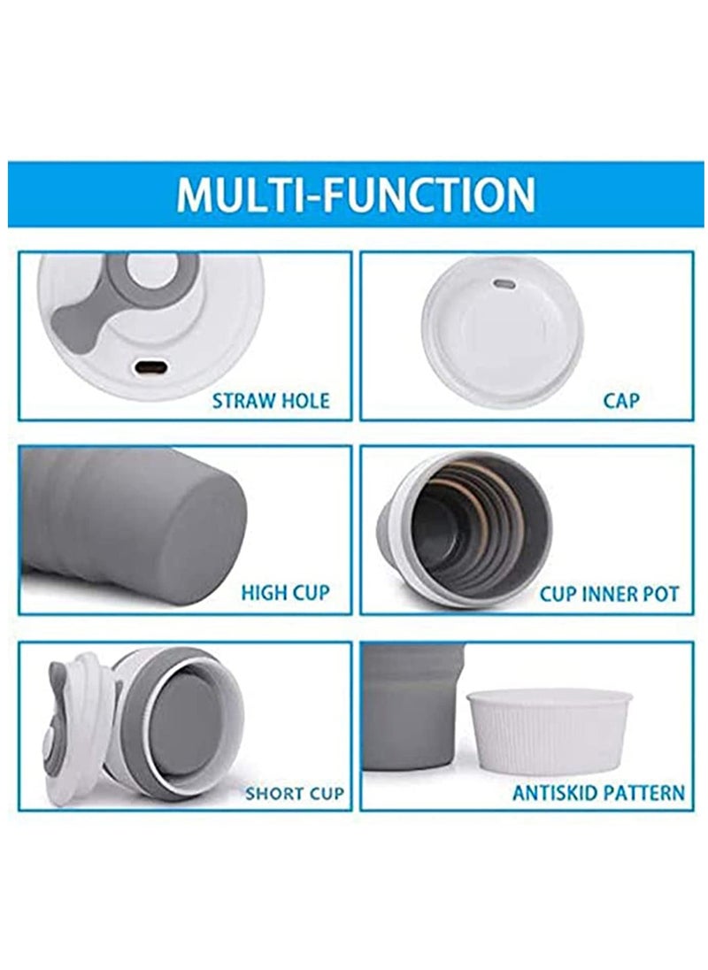 Coffee Cup, Silicone Collapsible Cup, Eco-Friendly Travel Cup, Food Grade Silicone Cup, Portable Cup, Reusable Cups, Leak Proof Folding Cup for Outdoor Camping Hiking