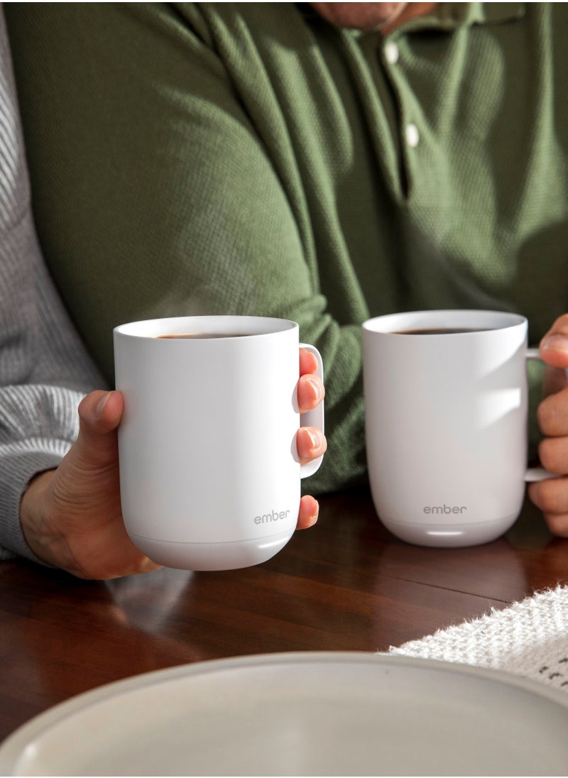 Mug 2 14OZ / 414ML | Temperature Control Mug, Vacuum Insulated Stainless Steel Smart Cup for Coffee, Tea, Water, 80Min Battery Life, iOS/Android - White