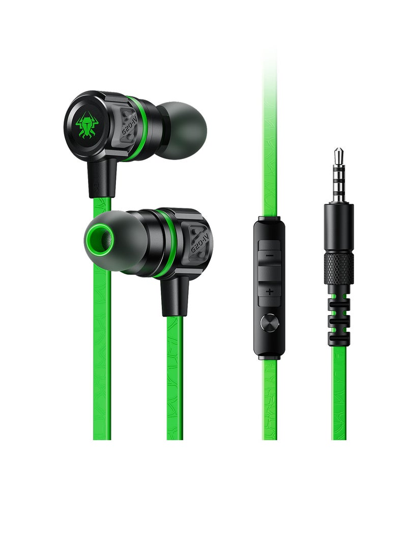 Gaming Earphones, Durable Hammerhead Bass Wired Headphones, Dual Plug In Ear Headphones With Mic And Volume, Lightweight Stereo Earbuds For Gaming Workout Running, (1pc, Green)